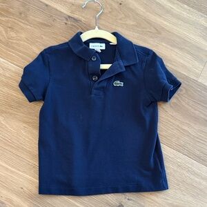 Lacoste Navy Short Sleeve Kids Polo with Crocodile Logo